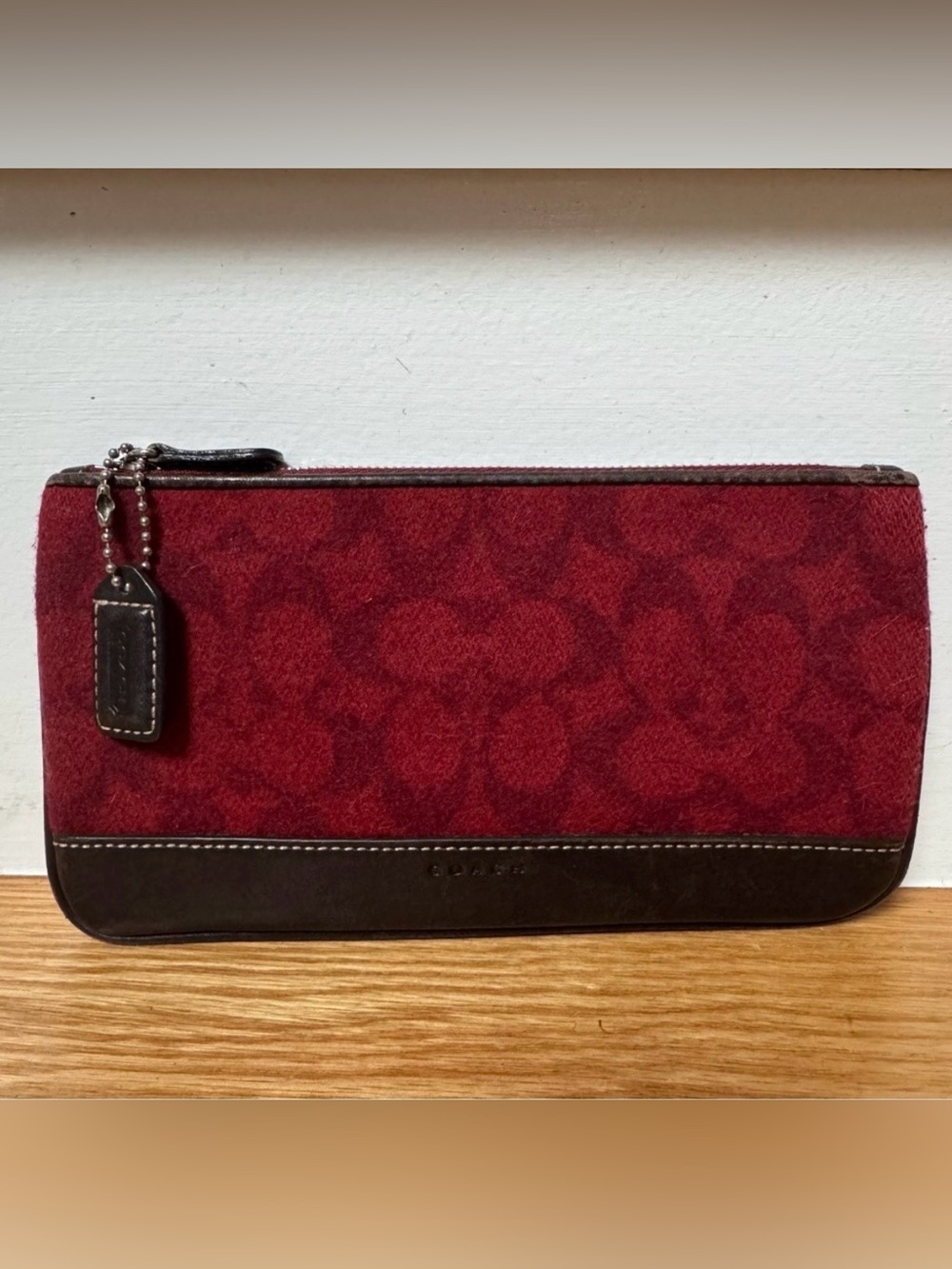 Vintage Coach Red Wool and Leather Skinny Case Rare